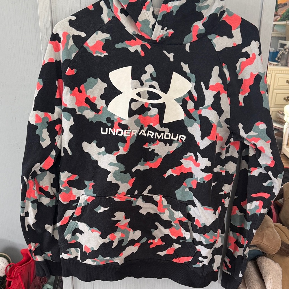 Under Armour Kids Camo Hoodie - Black, Red, Gray